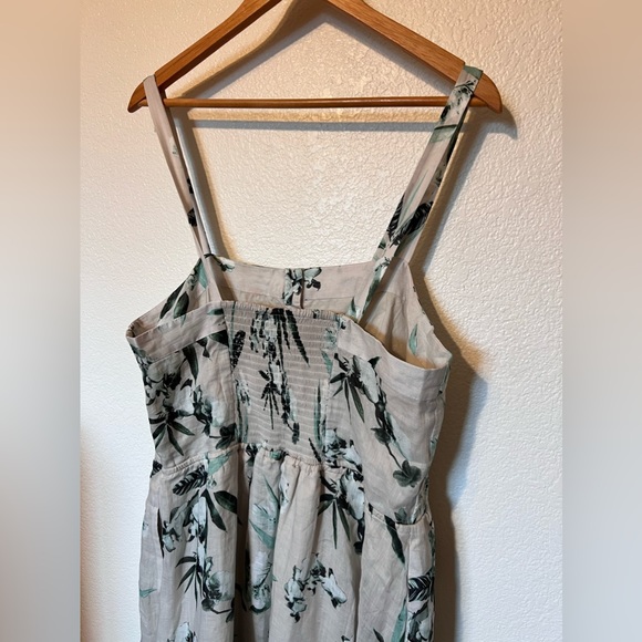 Banana Republic Sleeveless Khaki Light Beach Floral Maxi Dress L - Picture 6 of 13